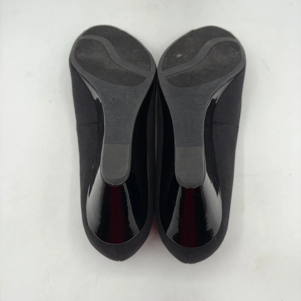 Comfort Plus by‎ Predictions Black Peep Toe Wedge Heels Size 10